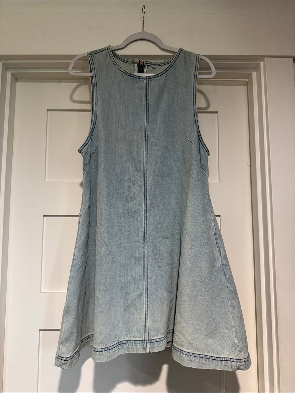 NWOT Light Wash Denim A-Line Dress - Casual Sleeveless